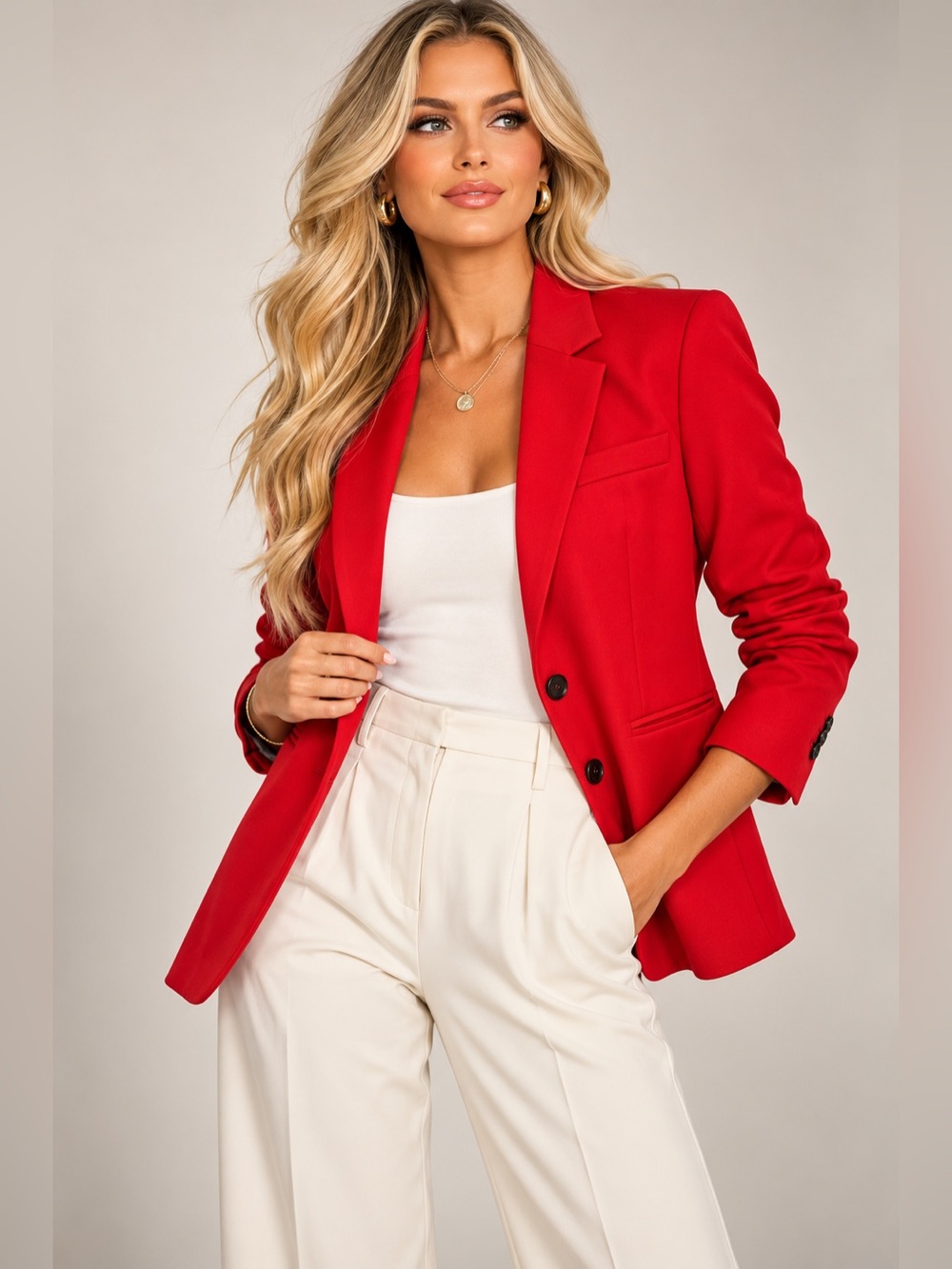 J.Crew Women’s Red Tailored Two-Button Blazer Size Small Stretch Career Jacket